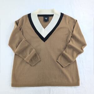 NU DENMARK Sweater PreppyAcademia Varsity Color Block Tonal Women's Small